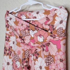 Aerie Pink and Brown Floral Leggings